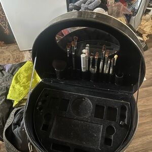 Black Travel Makeup Brush Case with Organizer